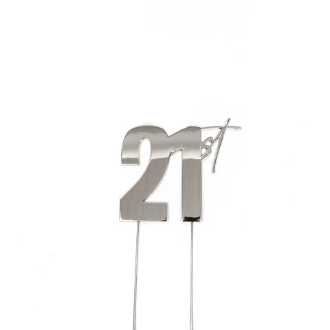 SILVER Metal Cake Topper - 21st