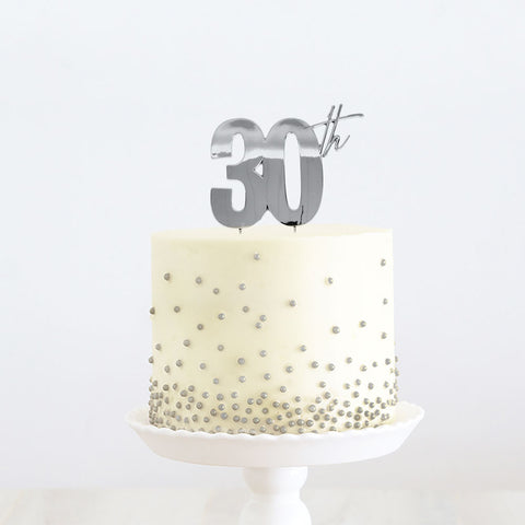 SILVER Metal Cake Topper - 30th