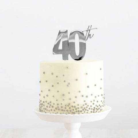 SILVER Metal Cake Topper - 40th