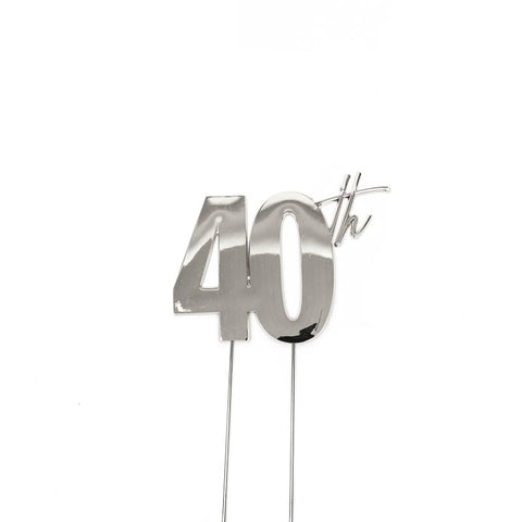 SILVER Metal Cake Topper - 40th