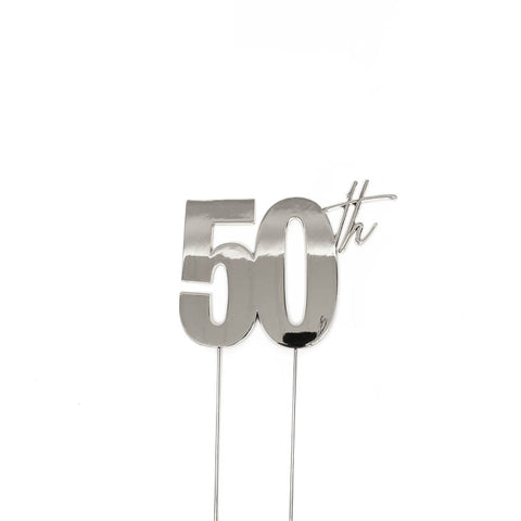 SILVER Metal Cake Topper - 50th