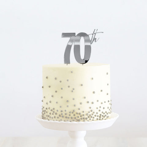 SILVER Metal Cake Topper - 70th