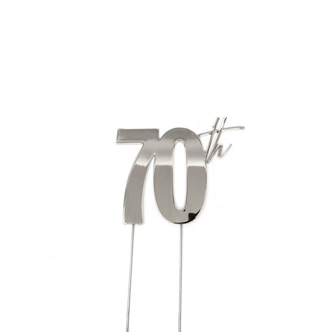 SILVER Metal Cake Topper - 70th