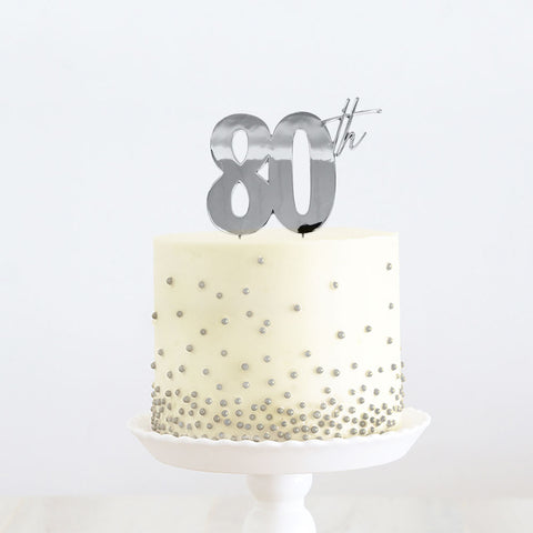 SILVER Metal Cake Topper - 80th