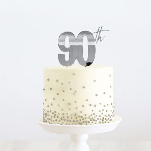 SILVER Metal Cake Topper - 90th