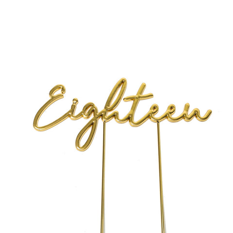 GOLD Metal Cake Topper - Eighteen