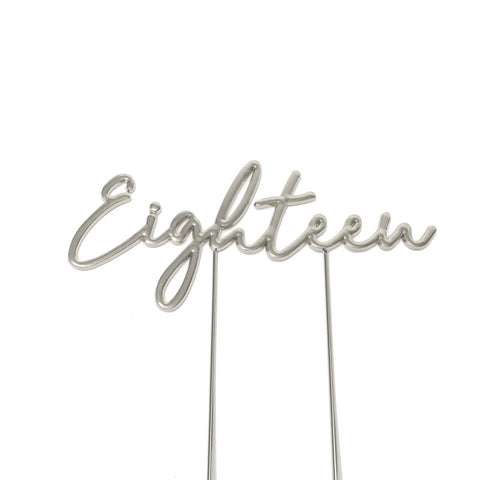 SILVER Metal Cake Topper - Eighteen