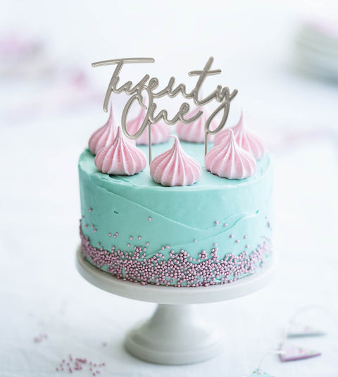 SILVER Metal Cake Topper - Twenty One