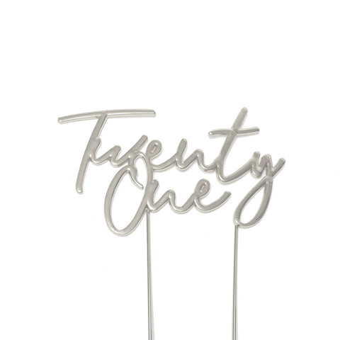 SILVER Metal Cake Topper - Twenty One