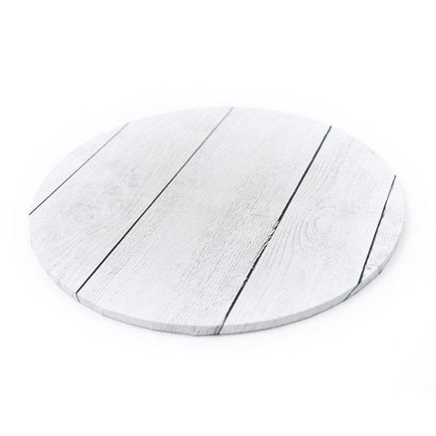 White Plank Effect Round Cake Board 35cm (14 inch)