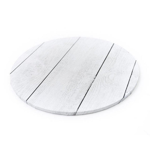 White Plank Effect Round Cake Board 25cm (10 inch)