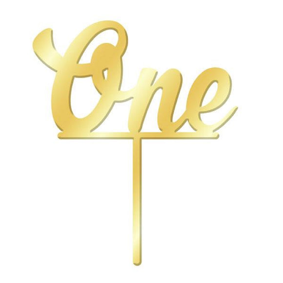 Number ONE Gold Mirror Acrylic Cake Topper