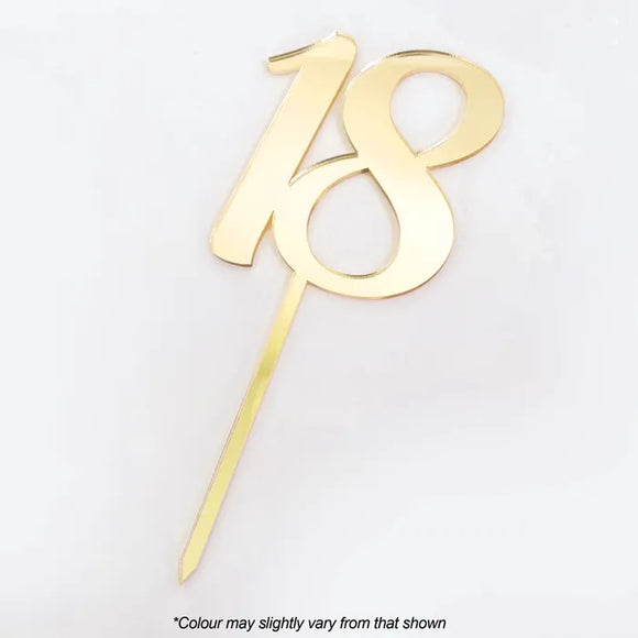 Number 18 Gold Mirror Acrylic Cake Topper