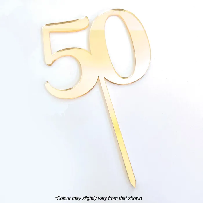 Number 50 Gold Mirror Acrylic Cake Topper | Cake Bake Decorate - online ...