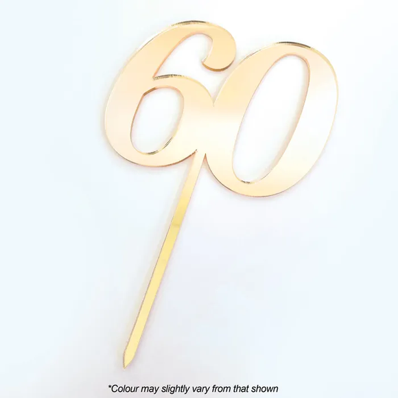 Number 60 Gold Mirror Acrylic Cake Topper