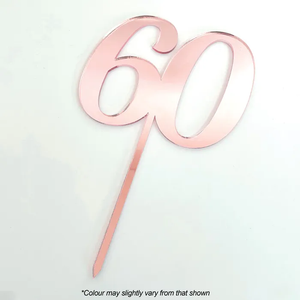 Number 60 Rose Gold Mirror Acrylic Cake Topper