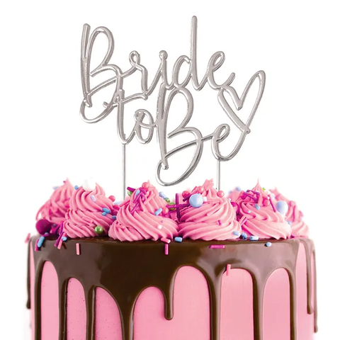 Bride to Be SILVER Metal Cake Topper