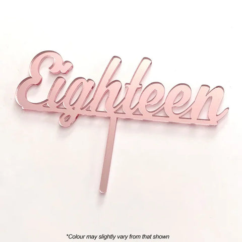 EIGHTEEN Rose Gold Mirror Acrylic Cake Topper