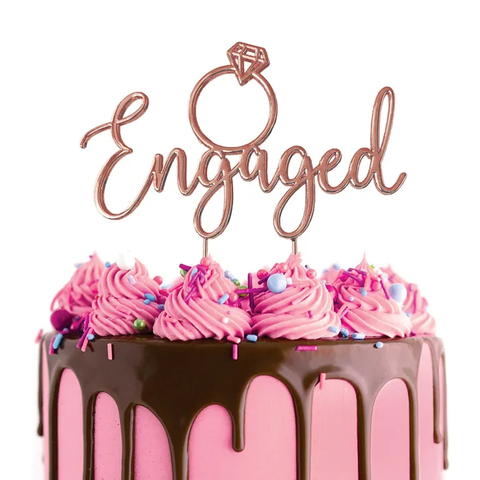 Engaged ROSE GOLD Metal Cake Topper