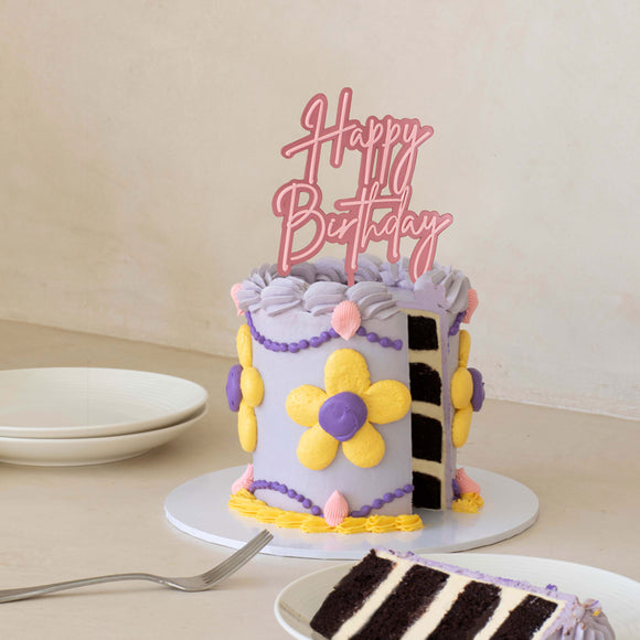Pink layered acrylic Cake Topper - HAPPY BIRTHDAY