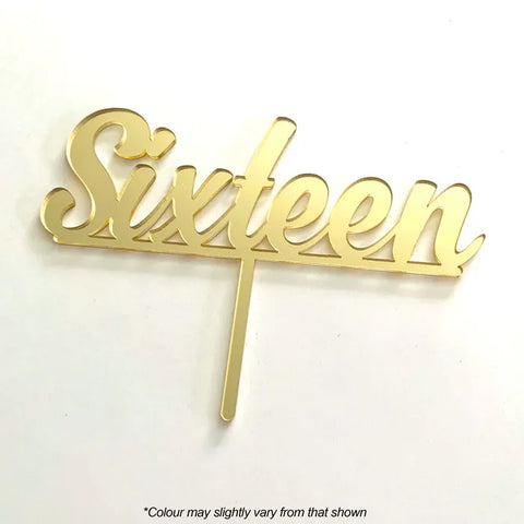 SIXTEEN Gold Mirror Acrylic Cake Topper