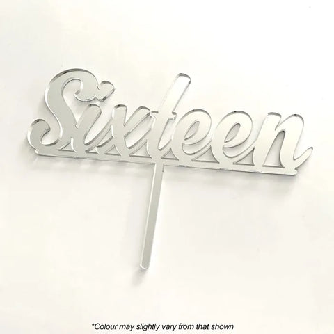 SIXTEEN Silver Mirror Acrylic Cake Topper