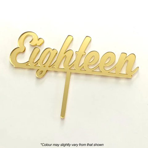 EIGHTEEN Gold Mirror Acrylic Cake Topper