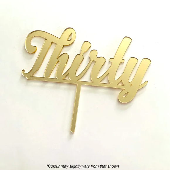 THIRTY Gold Mirror Acrylic Cake Topper
