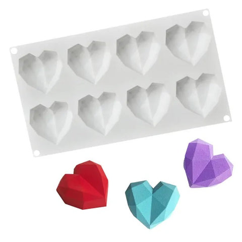 Mini Geo Heart Silicone Mould - 8 cavity