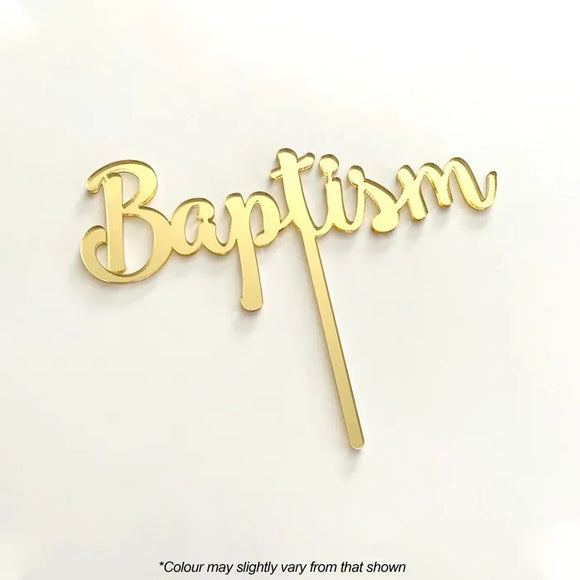 BAPTISM Gold Mirror Acrylic Cake Topper