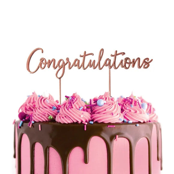 Congratulations ROSE GOLD Metal Cake Topper