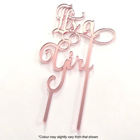 IT'S A GIRL Rose Gold Mirror Acrylic Cake Topper