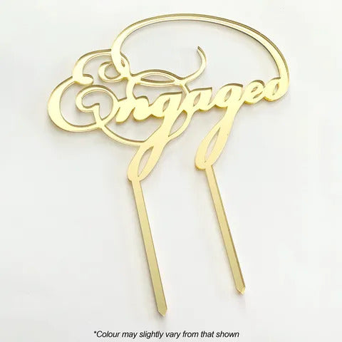 ENGAGED Gold Mirror Acrylic Cake Topper