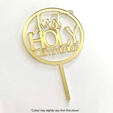 FIRST HOLY COMMUNION Gold Mirror Acrylic Cake Topper