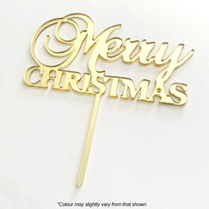 MERRY CHRISTMAS Gold Mirror Acrylic Cake Topper
