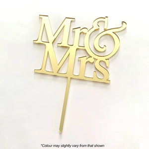 MR & MRS Gold Mirror Acrylic Cake Topper