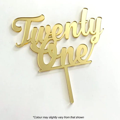 TWENTY ONE Gold Mirror Acrylic Cake Topper