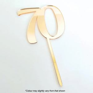 Number 70 Gold Mirror Acrylic Cake Topper