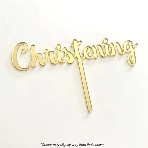 CHRISTENING Gold Mirror Acrylic Cake Topper