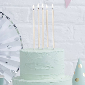 Tall Pearl White Cake Candles 12cm (Pack of 12)