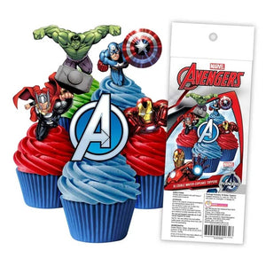 THE AVENGERS Edible Wafer Paper Cupcake Toppers - 16 pack