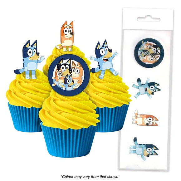 BLUEY Edible Wafer Paper Cupcake Toppers - 16 pack