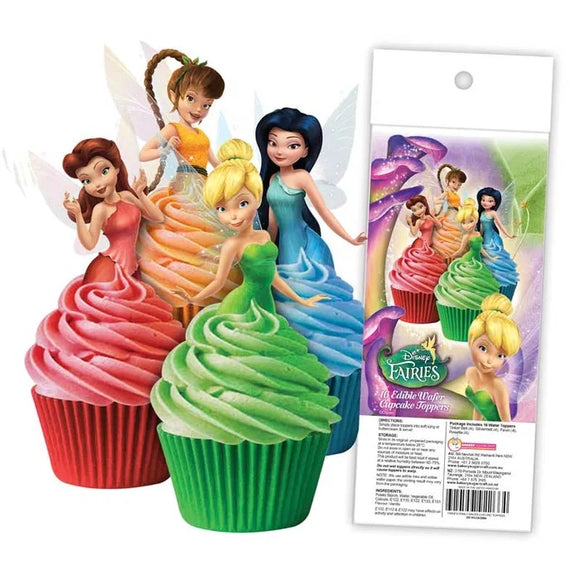 DISNEY FAIRIES Edible Wafer Paper Cupcake Toppers - 16 pack