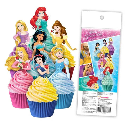 DISNEY PRINCESS Edible Wafer Paper Cupcake Toppers - 16 pack