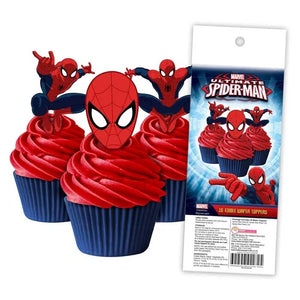 SPIDERMAN Edible Wafer Paper Cupcake Toppers - 16 pack
