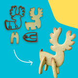 Hattie & Mouse Reindeer 3D standing cookie cutter