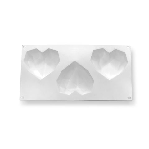 Geo Heart Silicone Mould - 3 cavity