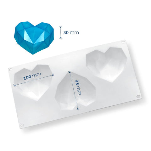 Geo Heart Silicone Mould - 3 cavity