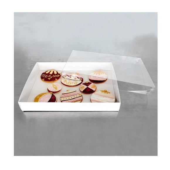 Biscuit Box Large Rectangle with Clear Lid 25 x 32 x 5cm (12.5x10x2 in)