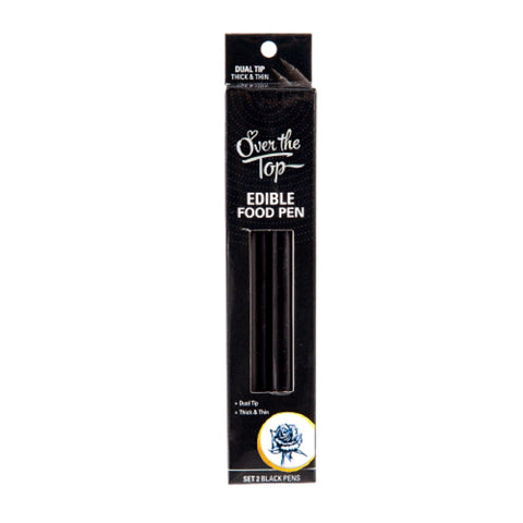 Over The Top Black Edible Gourmet Food Pens – 2 pack